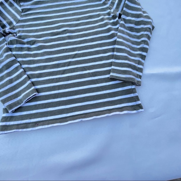 H & M Jersey Top Boys Size 6-8 Green/White Organic Cotton Striped Pullover - Picture 8 of 13
